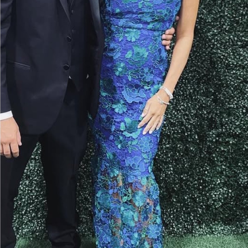 Lovers + Friends Blue and Green Lace Dress